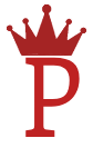 Small logo image. The letter 'P' is in red, with a similarly red crown design above it